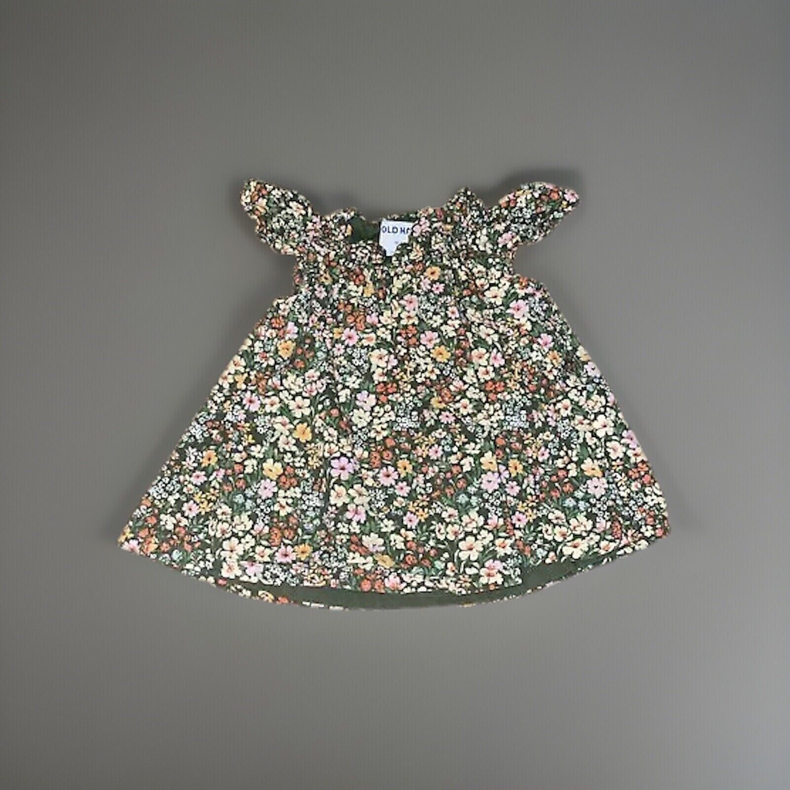 Old Navy Blue Green Floral Flutter Sleeve Lined Tunic Top Girls 18-24m